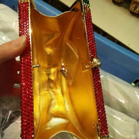 🌍NWT  Crystals  crossbody Clutch  bag black&gold "seeds" - Picture 4 of 9